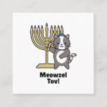 hanukkah with a cat wearing a kippah square business card<br><div class="desc">cat,  cats,  animal,  funny,  meow,  pet,  art,  cat lover,  cute,  kitten,  contemporary art,  kitty,  music,  artsy,  cat lady,  comic,  creative,  moreno,  cute cats,  animal</div>