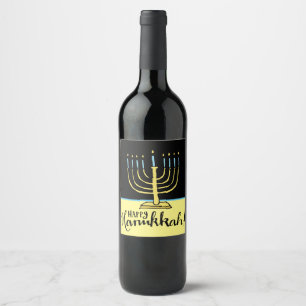 Hanukkah with Candle Wine Label