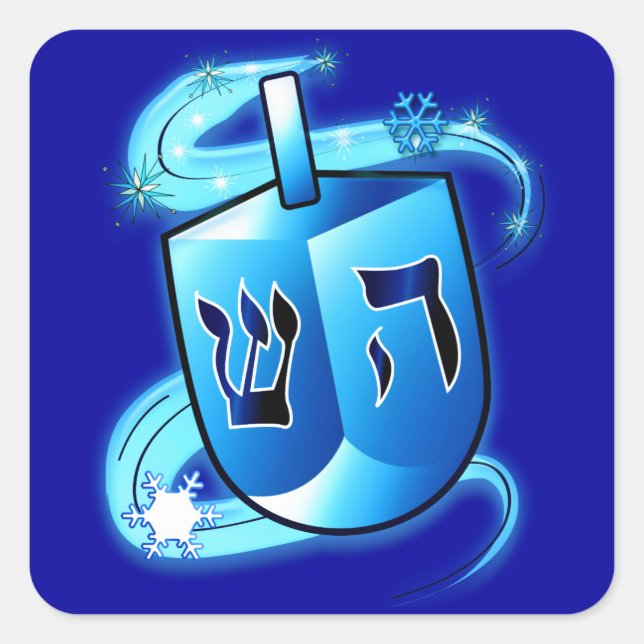 Hanukkah with Dreidel Square Sticker (Front)