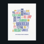Hanukkah Words Holiday Postcard<br><div class="desc">Personalise the custom text above. You can find additional coordinating items in our "Hanukkah Words Holiday" collection.</div>