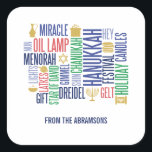 Hanukkah Words Holiday Square Stickers<br><div class="desc">Personalise the custom text above. You can find additional coordinating items in our "Hanukkah Words Holiday" collection.</div>
