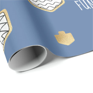 Hanukkah Wrapping Paper Black/Gold Fun Personalise