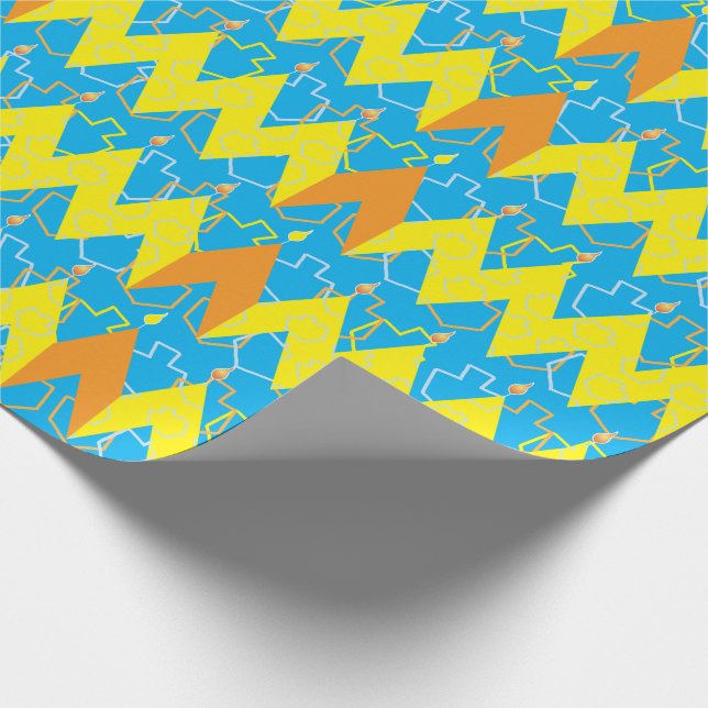 Hanukkah Wrapping Paper "Chevron Menorah" (Corner)