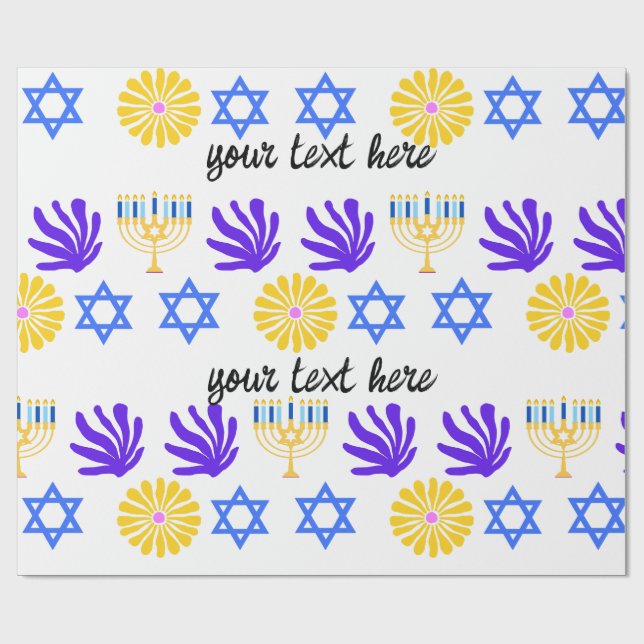 Hanukkah Wrapping Paper – Menorah, Star of David (Flat)