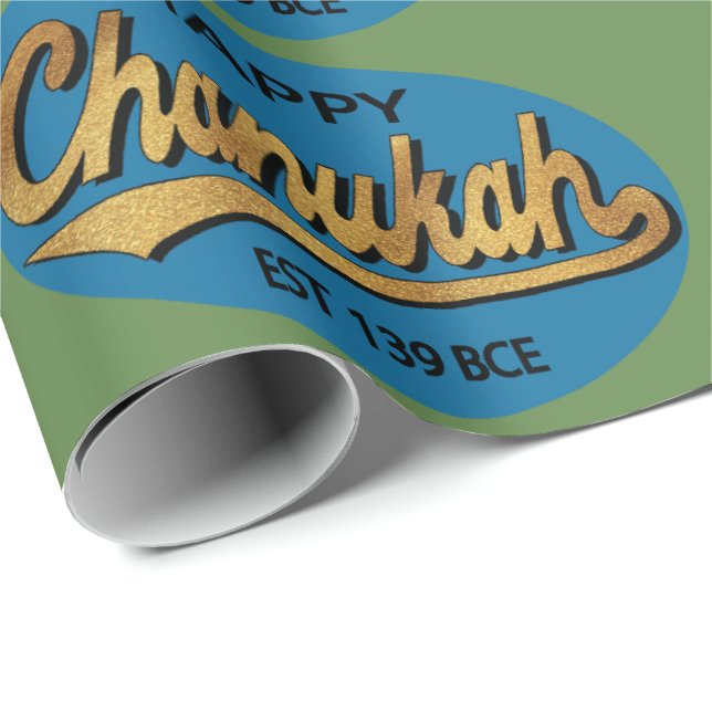 Hanukkah Wrapping Paper "Retro Happy Chanukah" (Roll Corner)