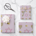 Hanukkah  wrapping paper sheet<br><div class="desc">Periwinkle and gold Hanukkah paper in 3 scales.</div>