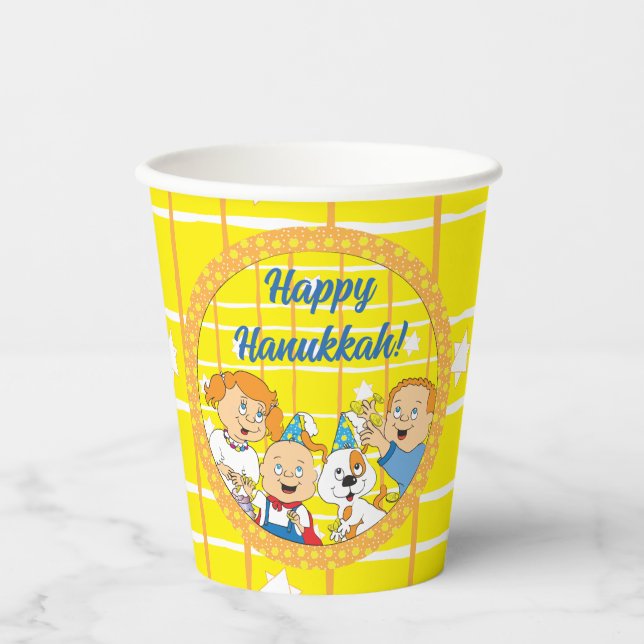 Hanukkah Zeevie and Friends 8 oz. Paper Cups (Front)