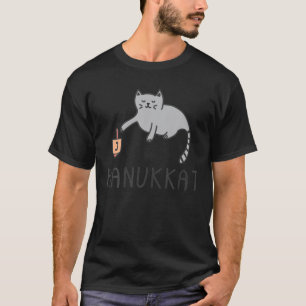 Hanukkat - Hanukkah Cat-Playing With-Dreidel T-Shirt