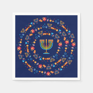 Hanukkiah Happy Hanukkah Jewish dreidel Menorah Napkin