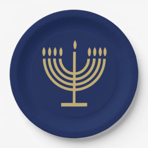 Hanukkiah Happy Hanukkah Jewish dreidel Menorah Paper Plate