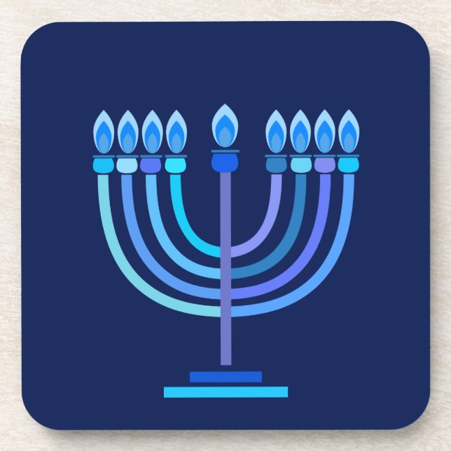 Hanukkiah Happy Hanukkah Jewish Holiday Menorah Coaster (Front)