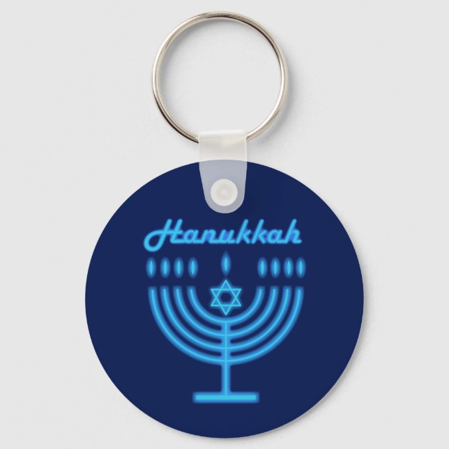 Hanukkiah Happy Hanukkah Jewish Holiday Menorah Key Ring (Front)