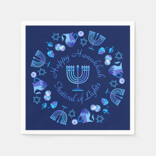 Hanukkiah Happy Hanukkah Jewish Holiday Menorah Napkin