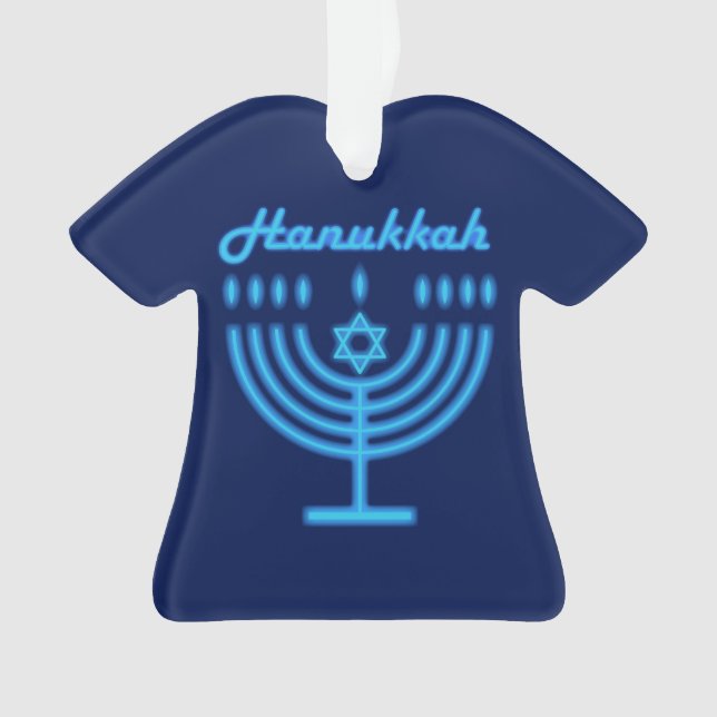 Hanukkiah Happy Hanukkah Jewish Holiday Menorah Ornament (Front)