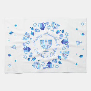 Hanukkiah Happy Hanukkah Jewish Holiday Menorah Tea Towel