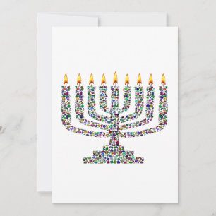 Hanukkiah made with Gemstones in All colours Invitation