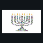 Hanukkiah made with Gemstones Rectangular Sticker<br><div class="desc">Hanukkiah made with Gemstones in all colours and shapes.</div>