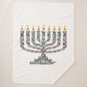 Hanukkiah made with Gemstones Sherpa Blanket