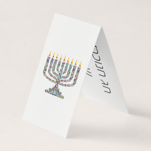 Hanukkiah with Gemstones longish Hanukkah Card