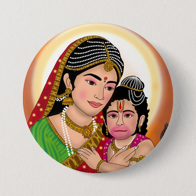 Hanuman & Anjana Mata Button (Front)