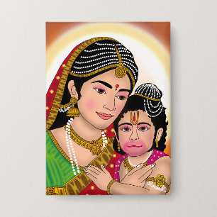 Hanuman & Anjana Mata Button