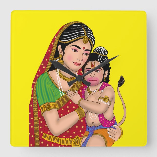 Hanuman & Anjana Mata Wall Clock (Front)