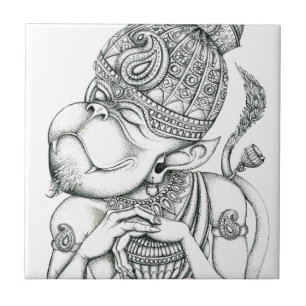 Hanuman, Monkey God Ceramic Tile