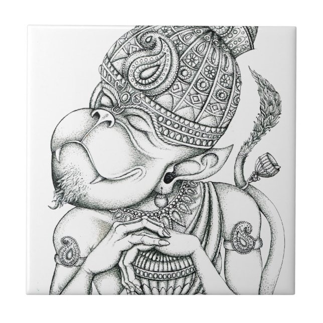 Hanuman, Monkey God Ceramic Tile (Front)