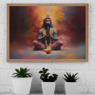 Hanuman Pastel Rainbow Colour Splash Painting Art  Poster