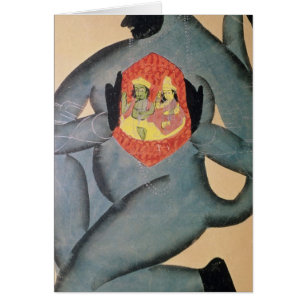 Hanuman revealing Rama and Sita