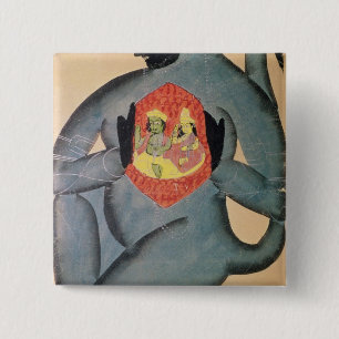 Hanuman revealing Rama and Sita 15 Cm Square Badge