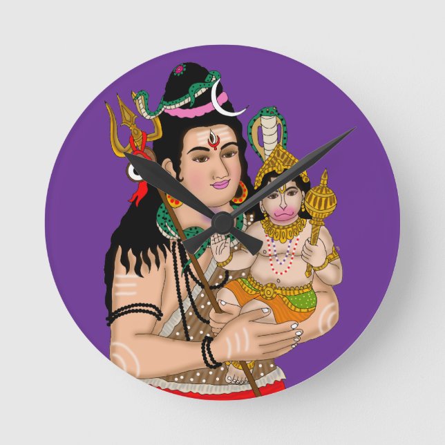 Hanuman & Shiva Wall Clock (Front)