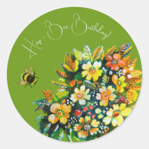 Hap - Bee Birthday Classic Round Sticker