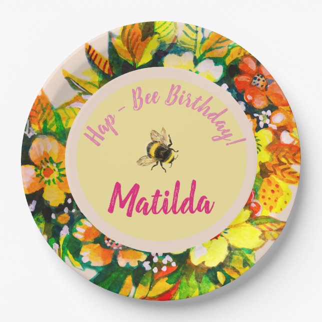 Hap - Bee Birthday Paper Plate (Front)