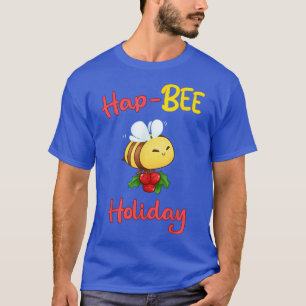 Hap Bee Holiday Cute Bee Carrying Christmas Berry T-Shirt