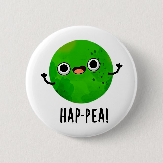 Hap-pea Funny Happy Pea Pun 6 Cm Round Badge (Front)
