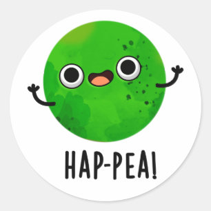 Hap-pea Funny Happy Pea Pun Classic Round Sticker