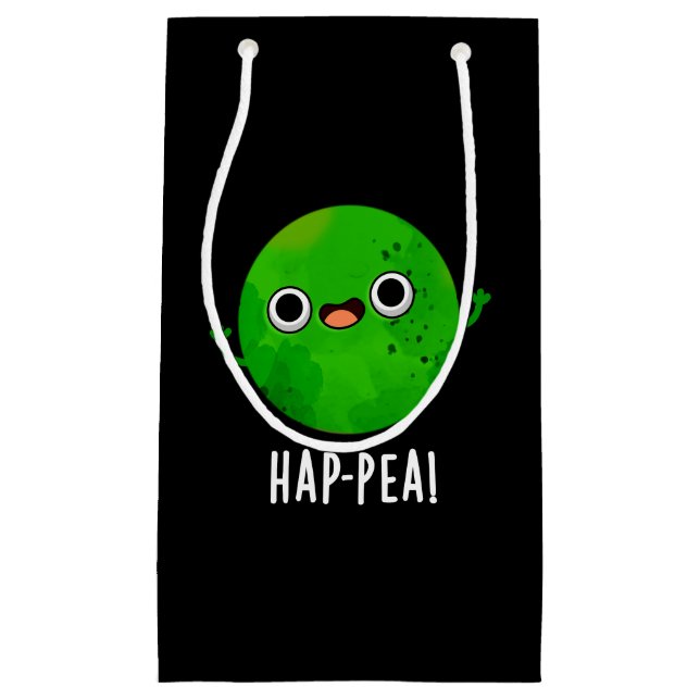 Hap-pea Funny Happy Pea Pun Dark BG Small Gift Bag (Front)
