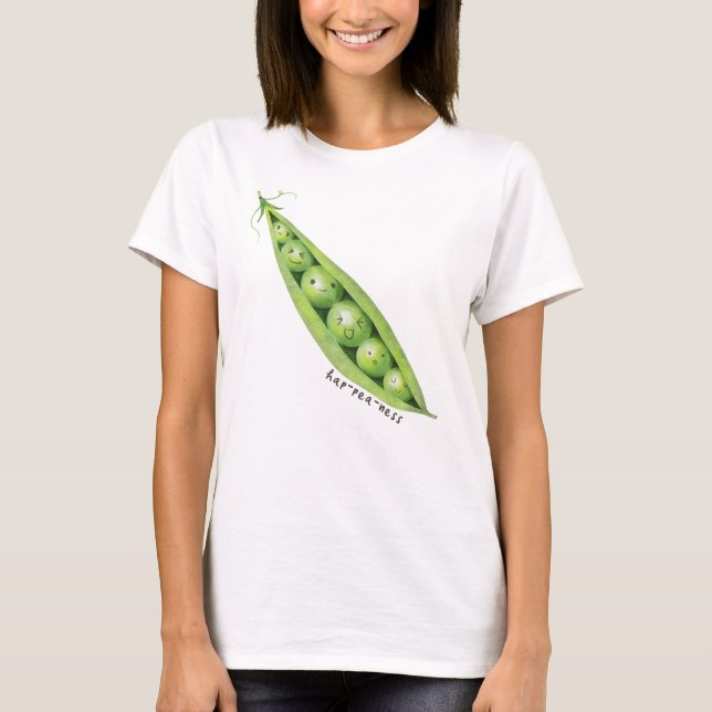 Hap-pea-ness Green Sweet Peas in a Pod T-Shirt (Front)