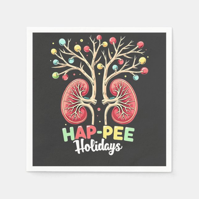 Hap-Pee Holidays Dialysis Kidney Awareness Xmas Napkin (Front)