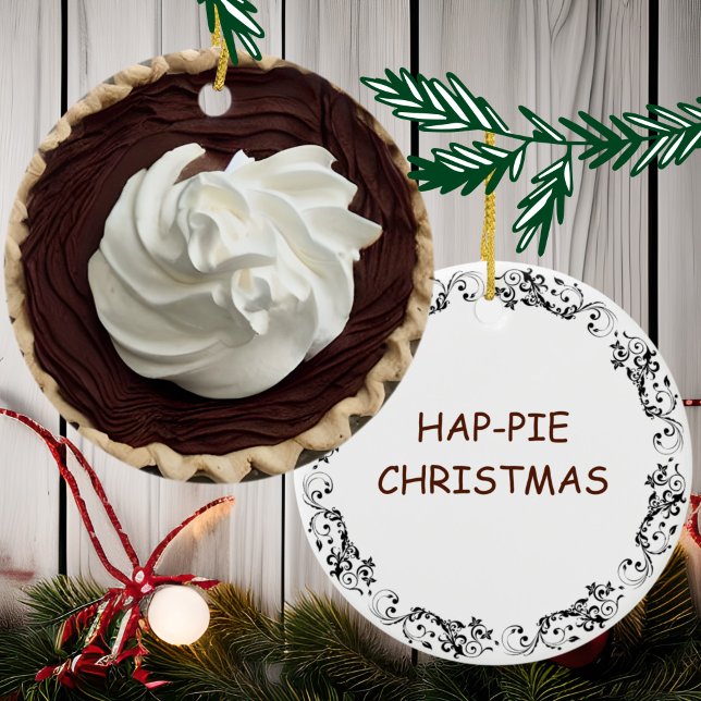 Hap-pie Christmas  | Funny Food Pun  Ceramic Ornament (Creator Uploaded)