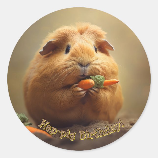 Hap-pig Birthday! Classic Round Sticker (Front)