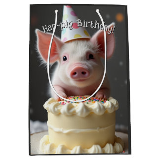 Hap pig Birthday Medium Gift Bag