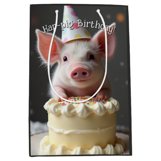 Hap pig Birthday Medium Gift Bag (Front)