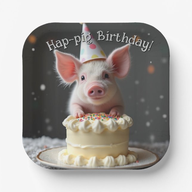 Hap pig Birthday Paper Plate (Front)