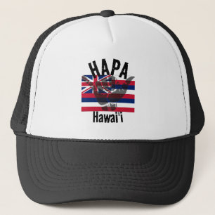 HAPA HAWAII HI Flag TRIBAL SHAKA BG Trucker Hat