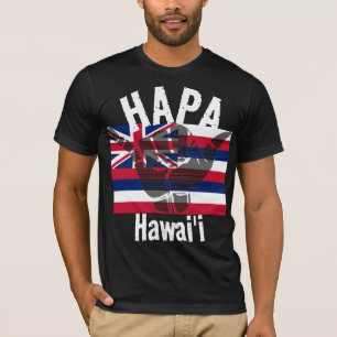 HAPA HAWAII HI Flag TRIBAL SHAKA BG Wht T-Shirt