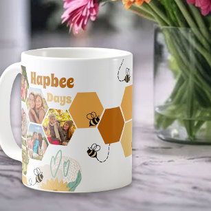 Hapbee Days 7 Photo Collage Bee and Honeycomb Coffee Mug