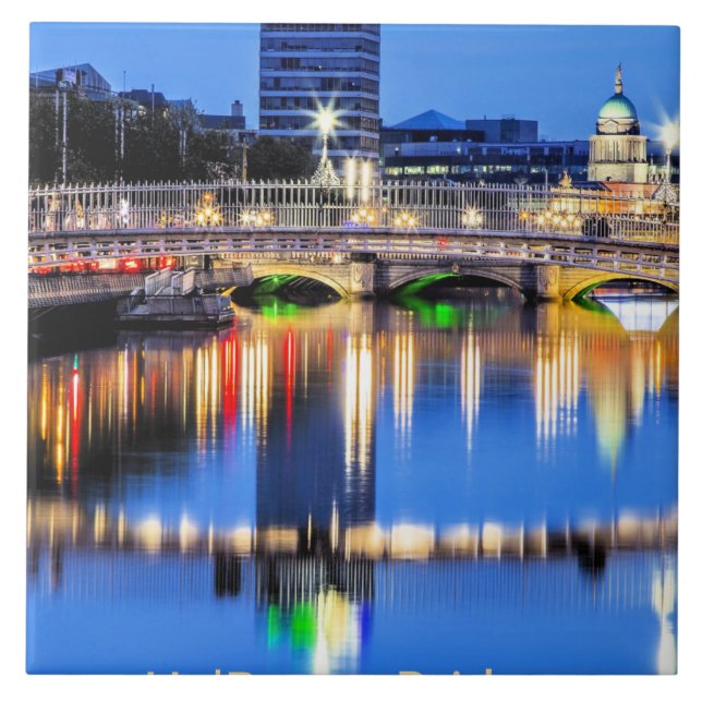 Ha'Penny Bridge, Dublin, Ireland Ceramic Tile (Front)