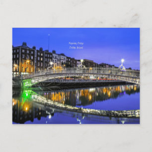 Ha'penny Bridge, Dublin, Ireland scenic photograph Postcard